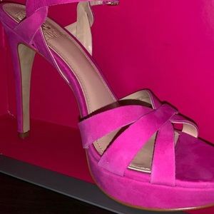 Vince Camuto pink suede heels new in the box